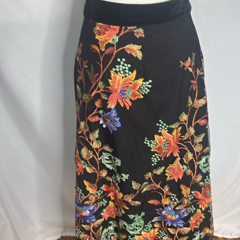 Soft Surroundings Fully embroidered  A line Maxi skirt - Picture 6 of 7